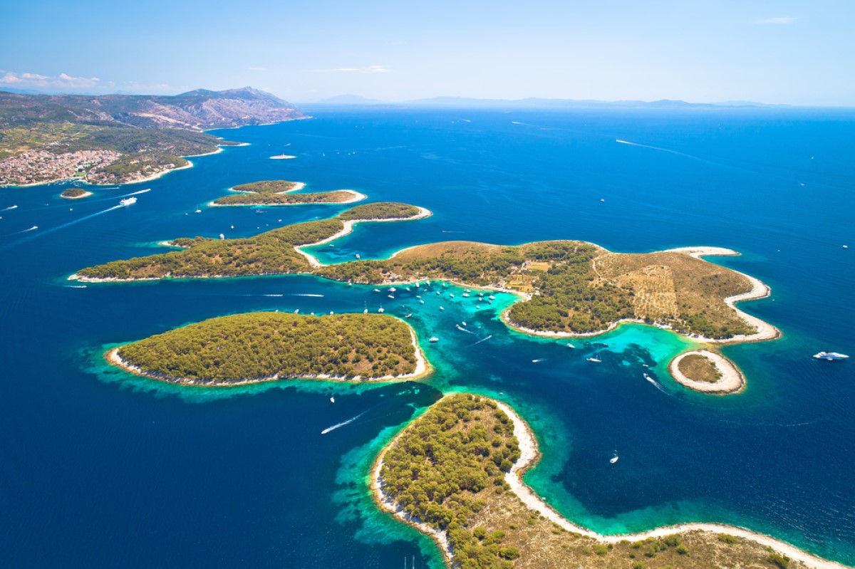 The Pakleni Islands scattered across the Adriatic near Hvar