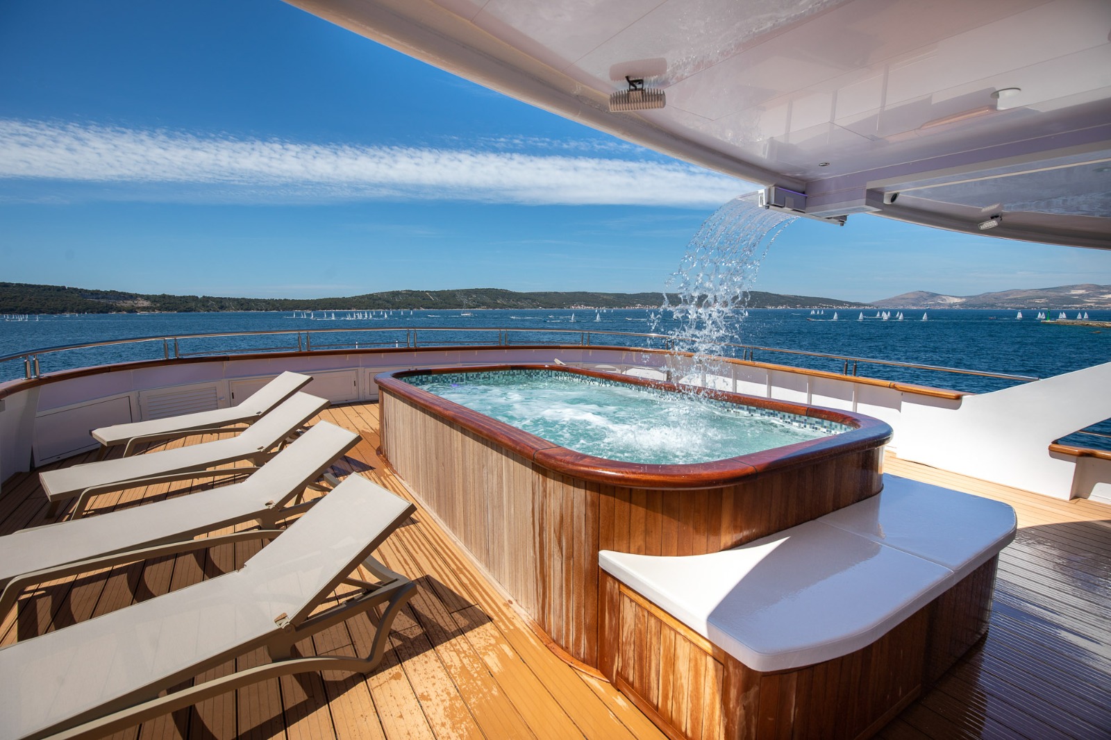 The pool and jacuzzi on the MS Adriatic King sun deck