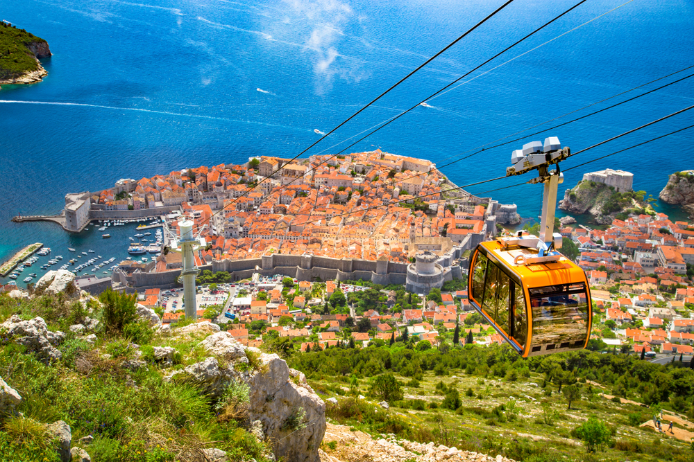 Aerial view of Dubrovnik Old Town beside the Adriatic